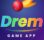 Drem game app official logo 2026 with fireball cricket ball and colourful